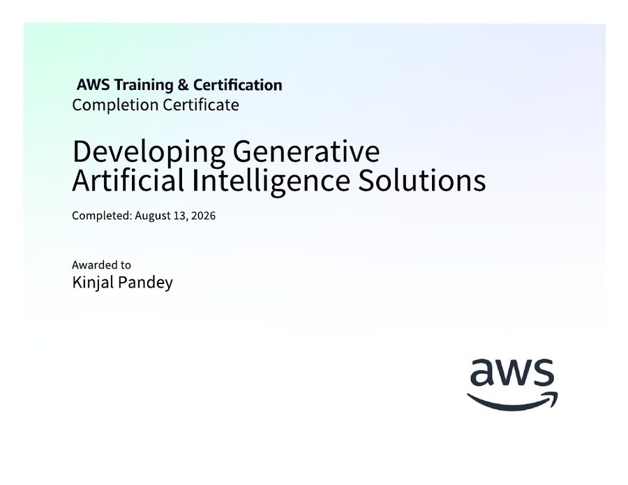 Certificate: Developing Generative Artificial Intelligence Solutions