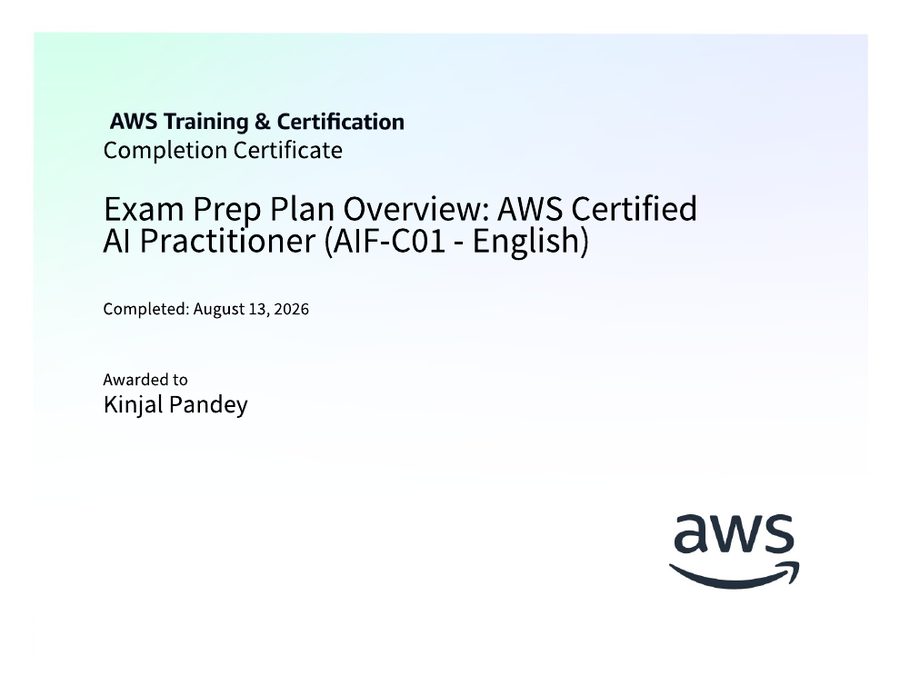 Certificate: Exam Prep Plan: AWS Certified AI Practitioner (AIF-C01)