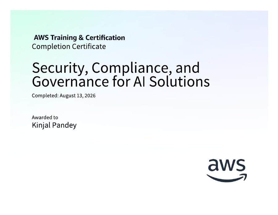 Certificate: Security, Compliance, and Governance for AI Solutions