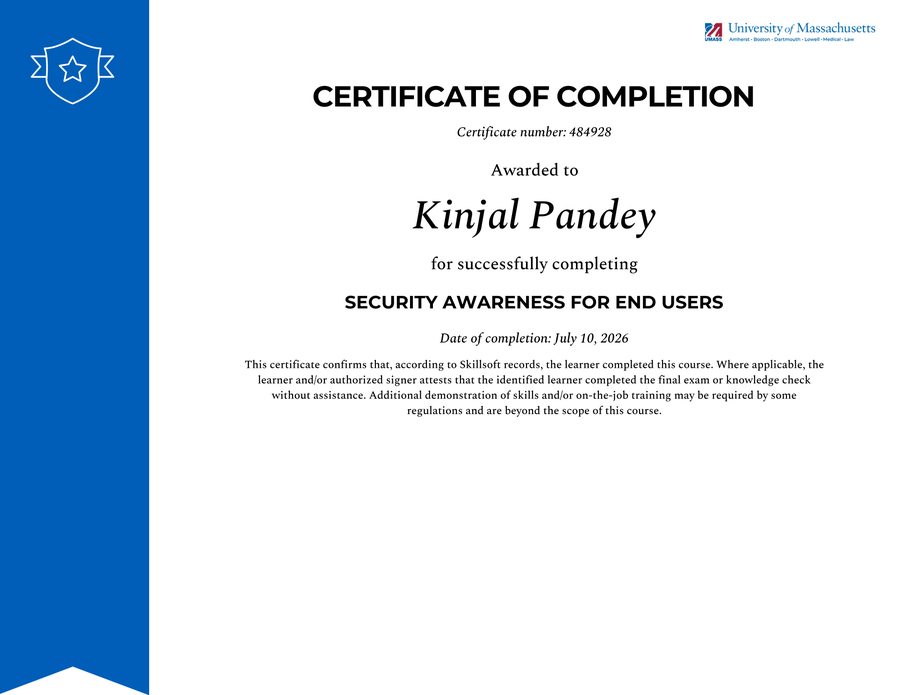 Certificate: Security Awareness for End Users